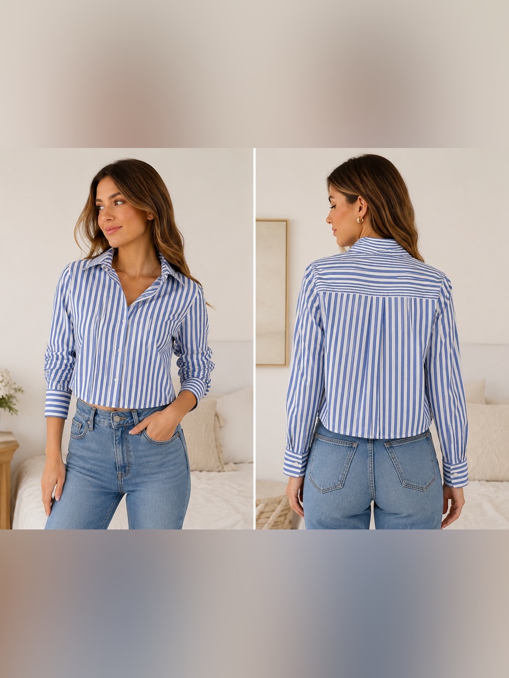 Villager by Liz Claiborne Striped Button-Down Shirt | Petite 8P